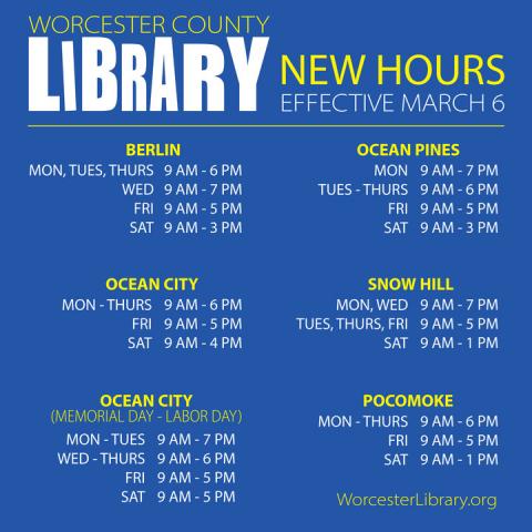 New Hours effective March 6, 2023